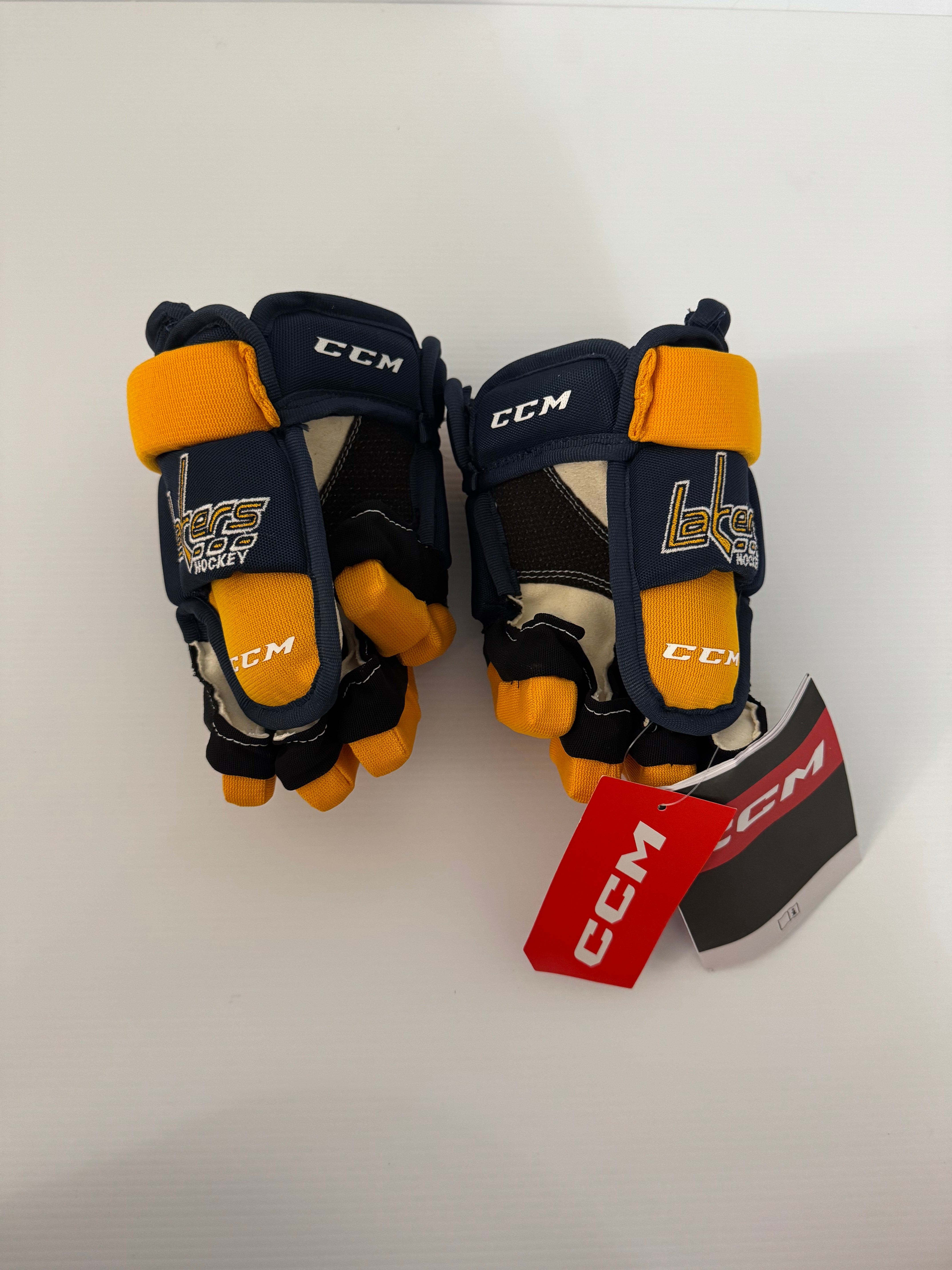 New Pro Stock Junior CCM HG4PC Gloves 10" Navy/Gold