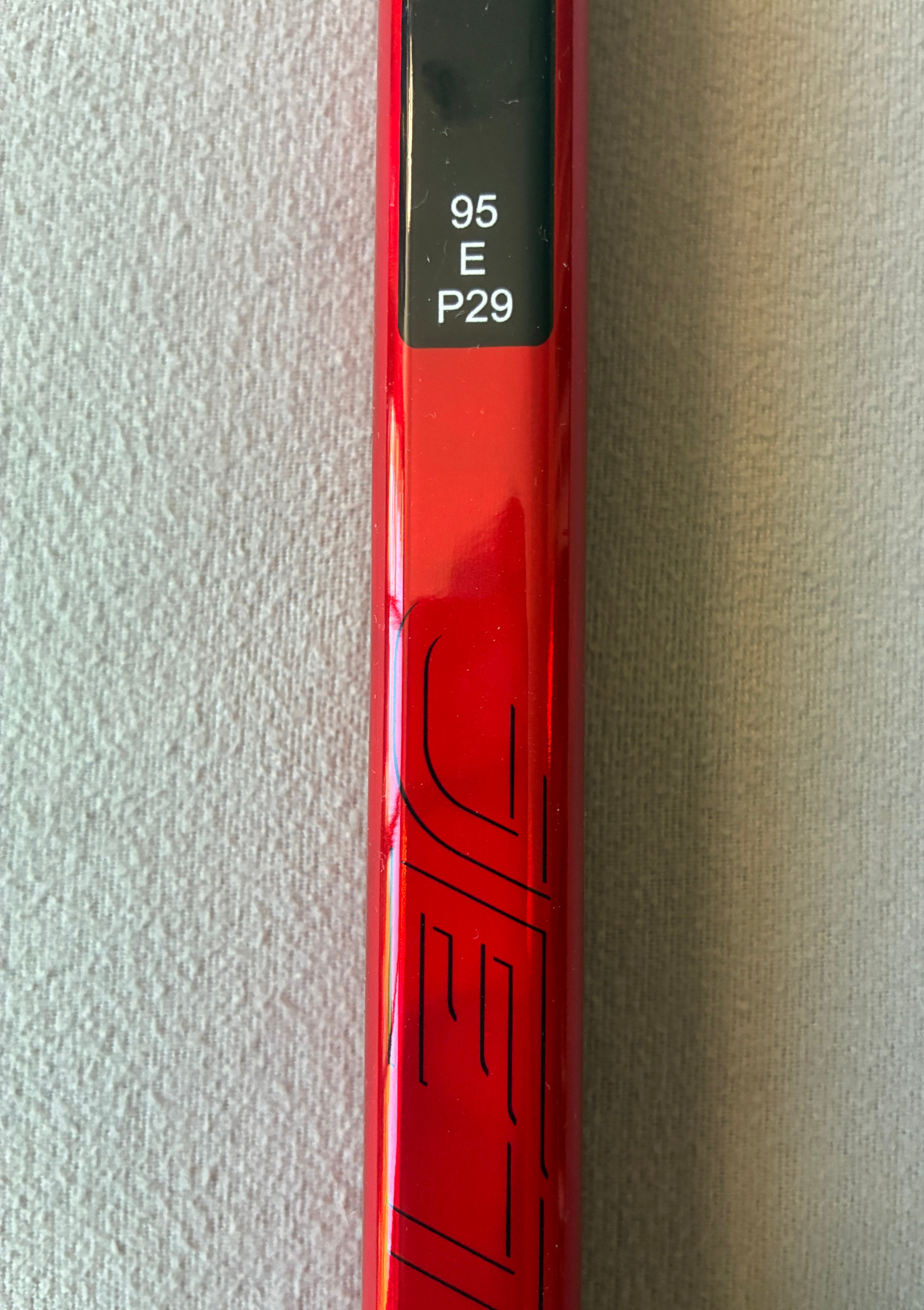 New 95 Flex P29 Senior CCM Ribcor Team (Jetspeed dress) Left Hand Pro Stock Hockey Stick - Red