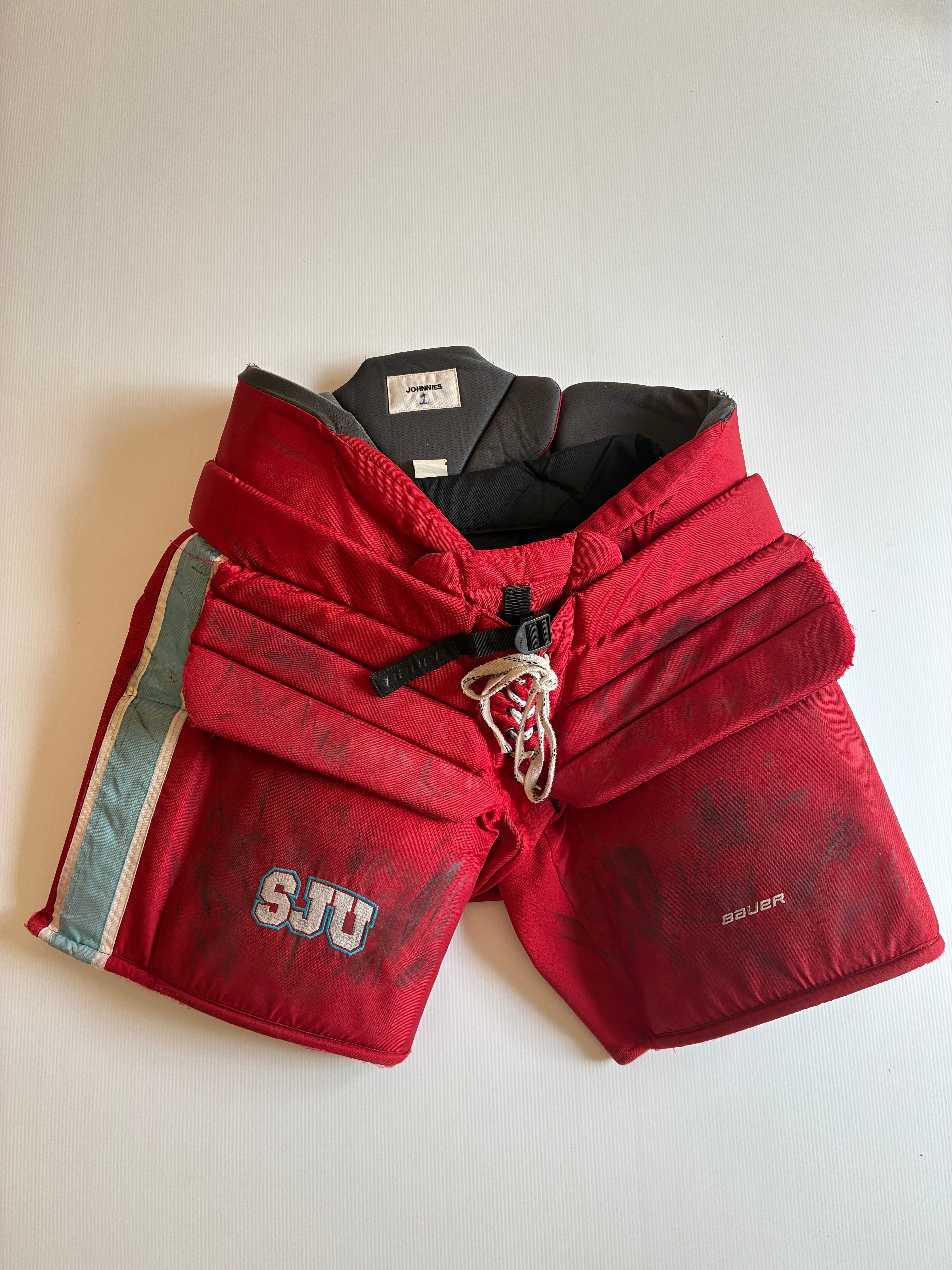 Used Senior XXL Bauer Pro Hockey Goalie Pants - Red/Blue