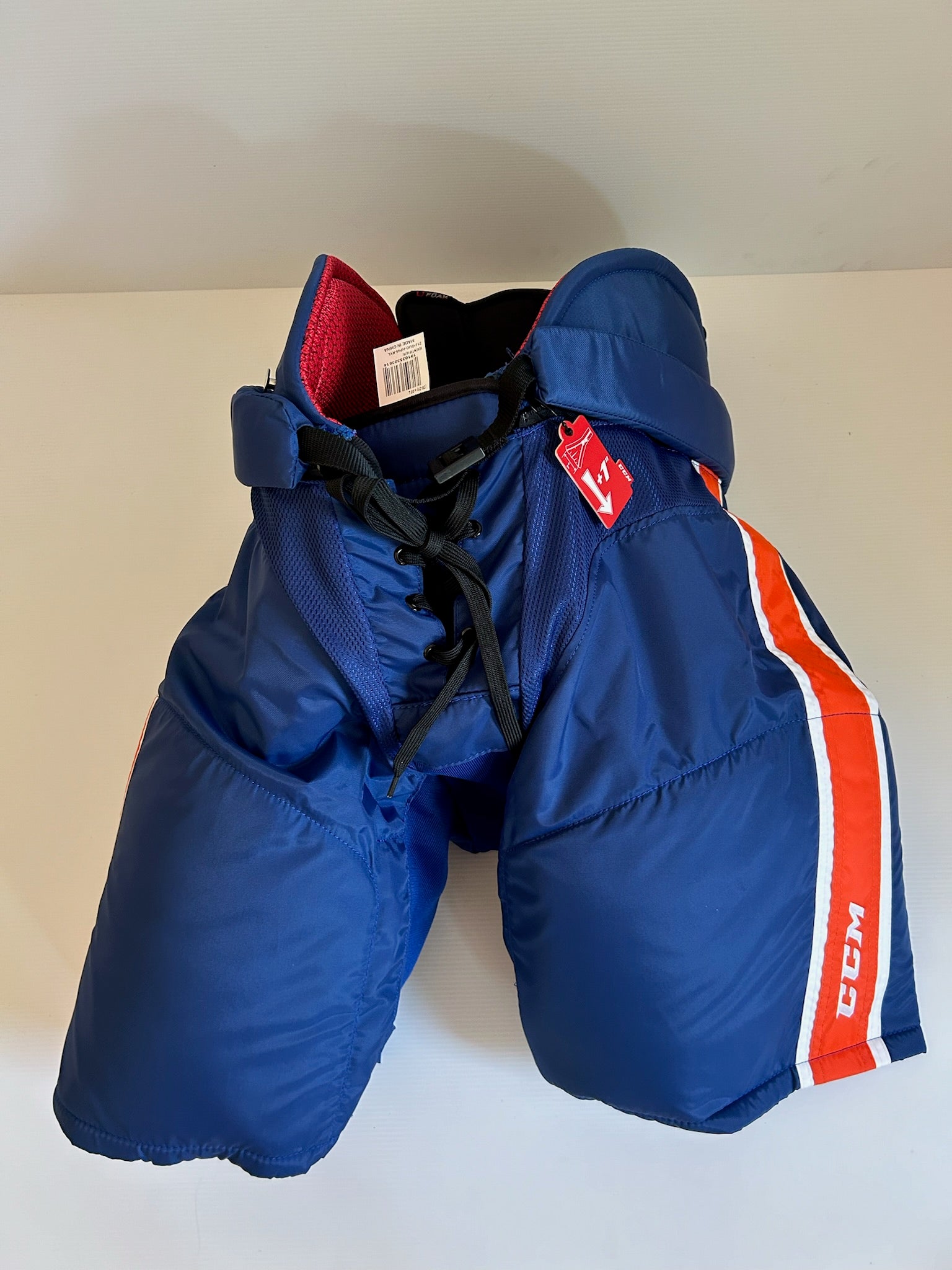New Senior Large CCM HP45 Pro Stock Hockey Pants - Royal/White/Orange (NHL)
