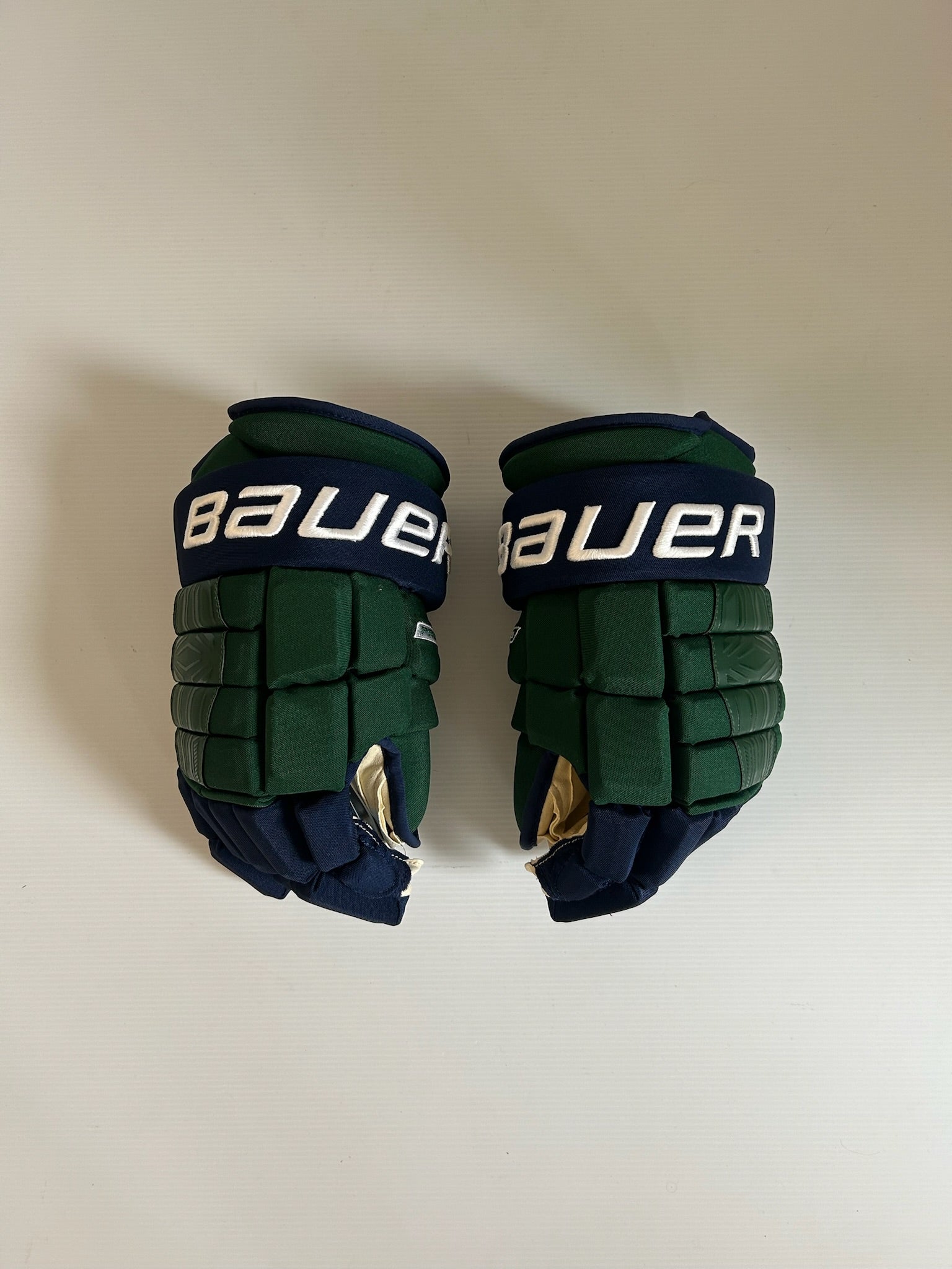New Size 15" Green/Blue Bauer Pro Series NCAA Pro Stock Gloves