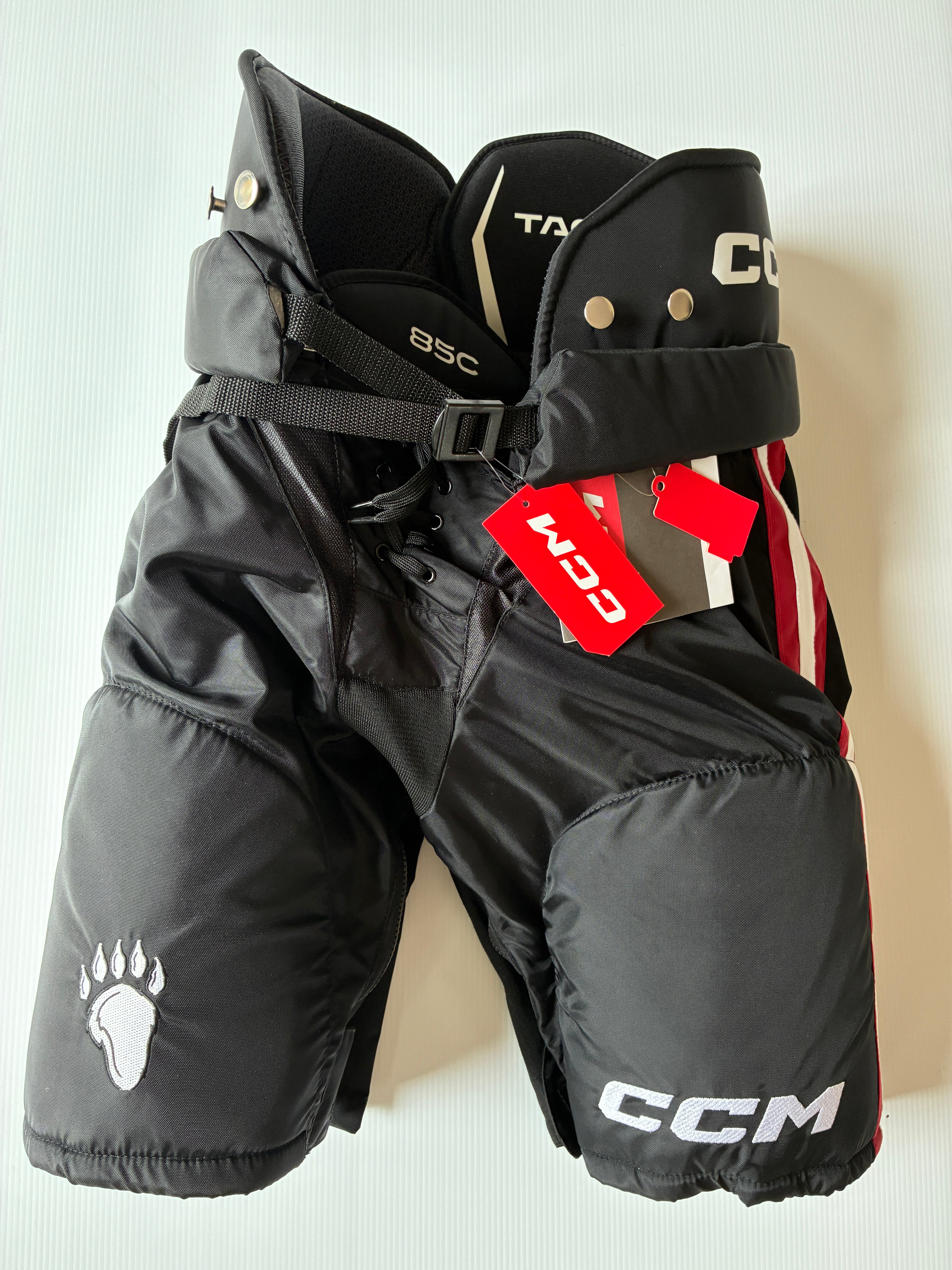 New Senior CCM 85C Pro Stock Hockey Pants - Black/Red/White