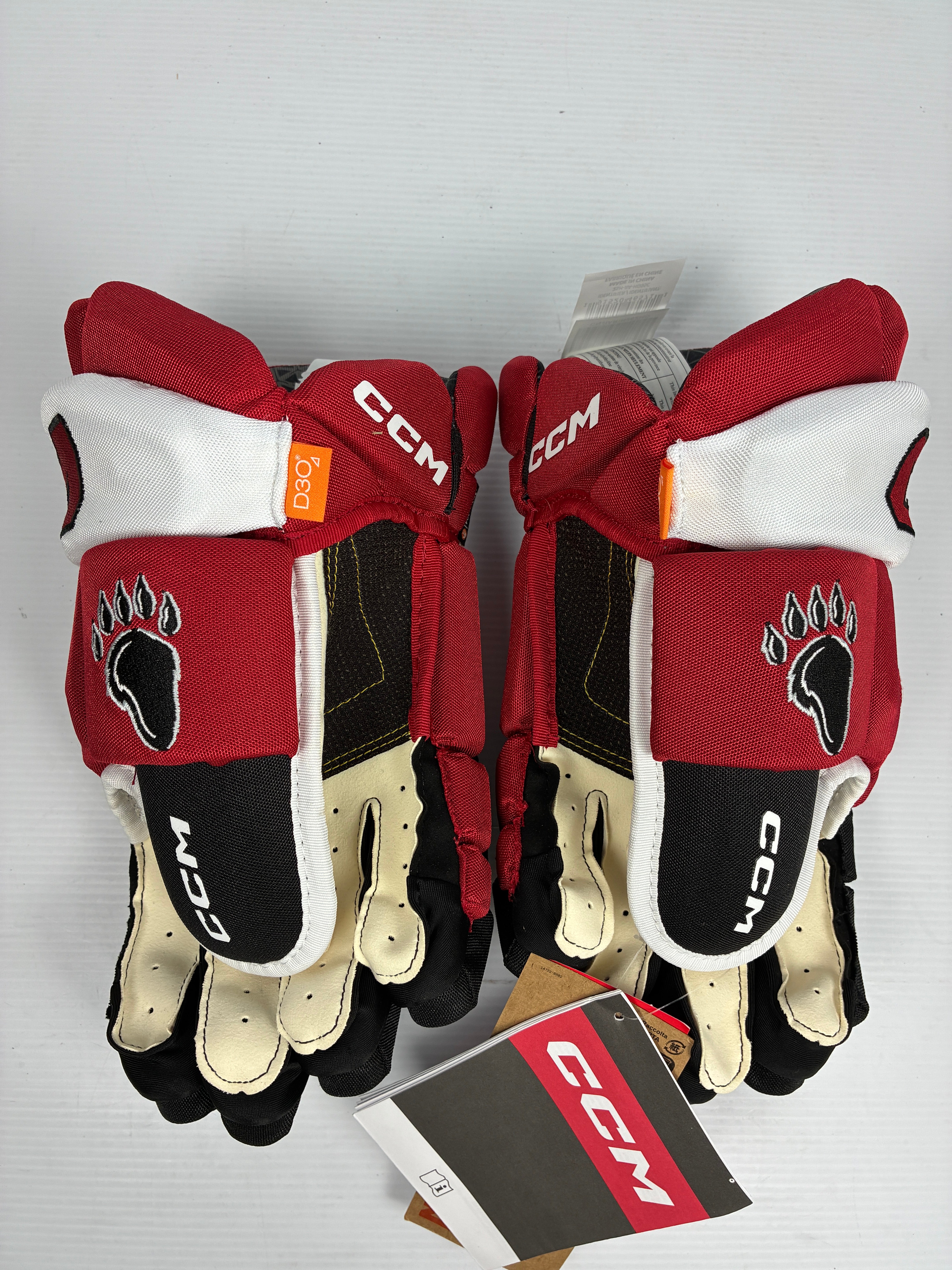 New 14" CCM 85C Pro Stock Hockey Gloves - Red/Black/White