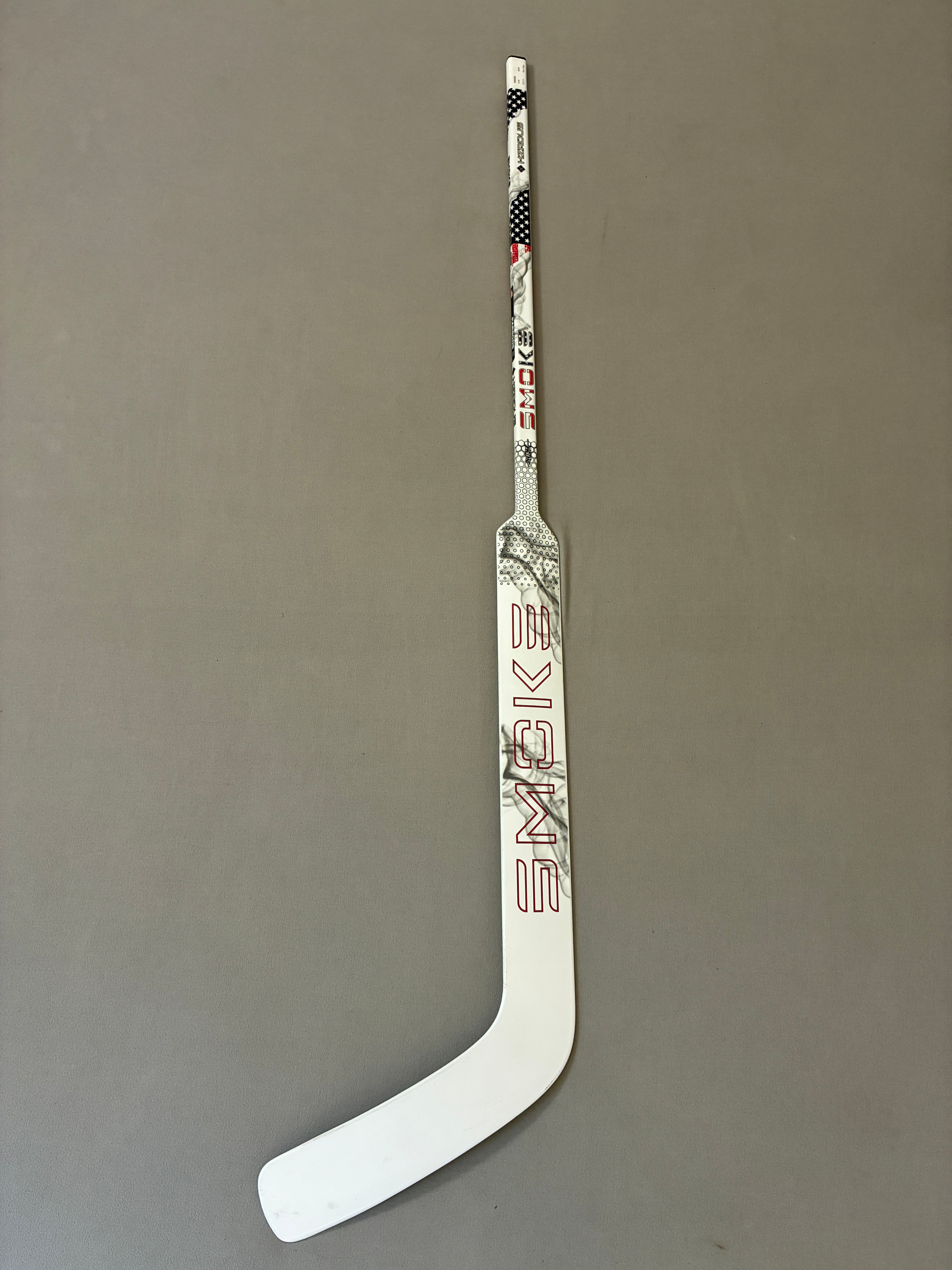 New 26" Paddle Senior True HZRDUS Smoke Regular Right Hand Pro Stock Goalie Stick - White/Red/Blue