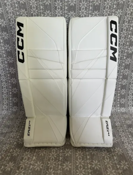 New Intermediate 30" + 1" CCM Eflex 6.9 Goalie Leg Pads White/White