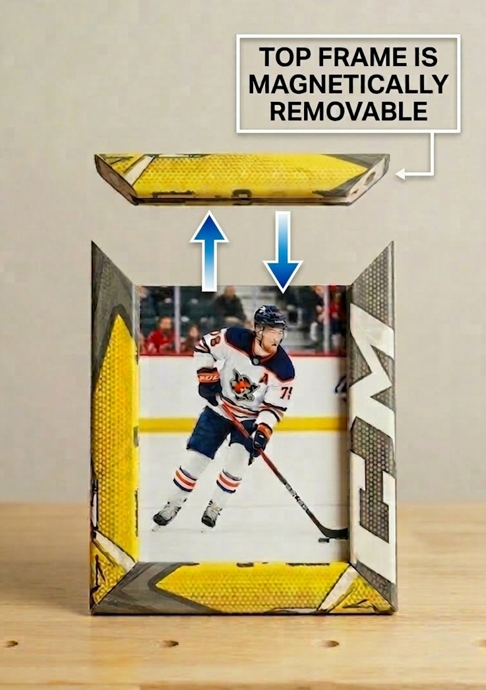 Authentic 5x7 Game-Used Hockey Stick Picture Frame | Custom Handcrafted Magnetic Photo Display